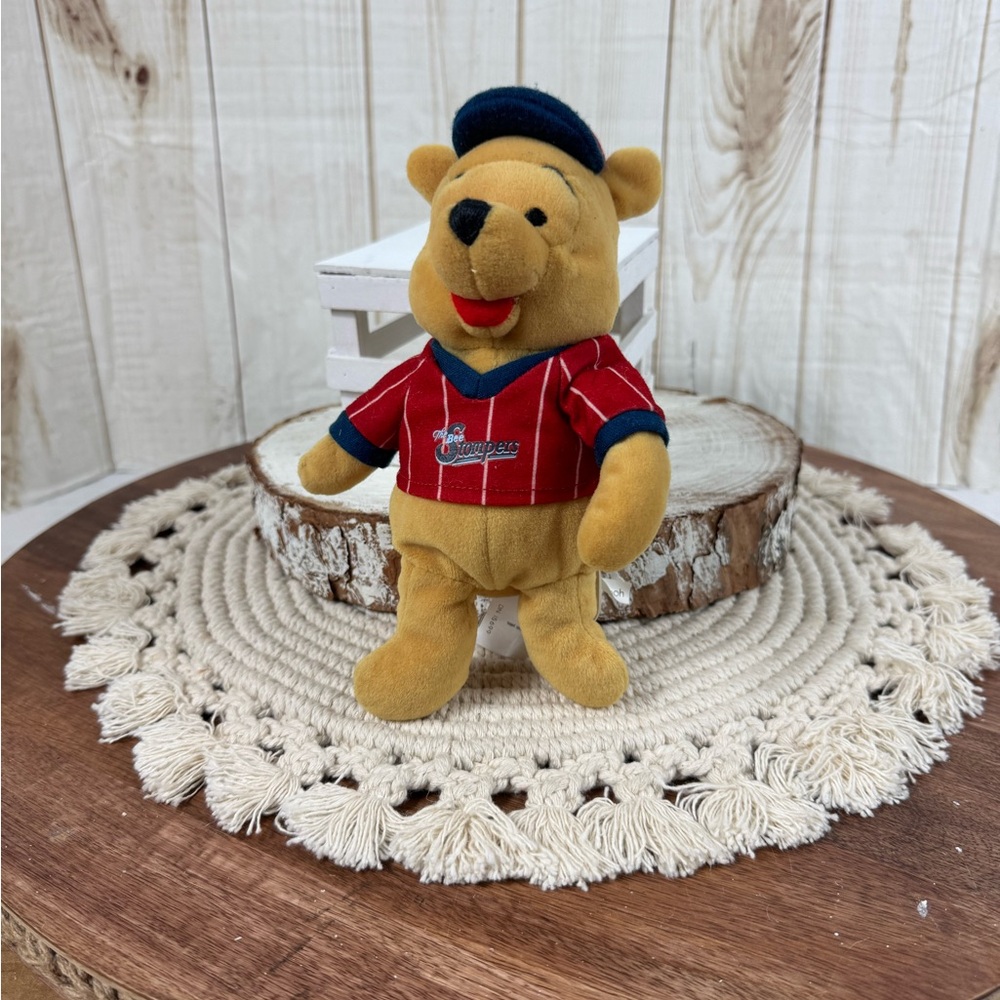 Disney Winnie the Pooh Plush in Yellow and Red Baseball Shirt